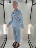 Light Blue 3 Piece Longsleeve Loungewear Pants Set