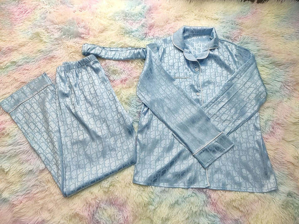 Light Blue 3 Piece Longsleeve Loungewear Pants Set